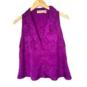 Vintage Victoria's Secret Gold Label Fuchsia Pink Satin Women's Size‎ Medium EUC